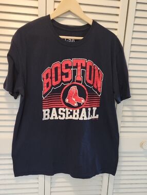 Boston Baseball Tee Navy W/ Red & White Graphic